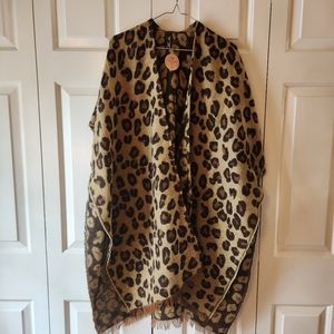 Britt's Knits Snow Leopard Wrap. One Size.